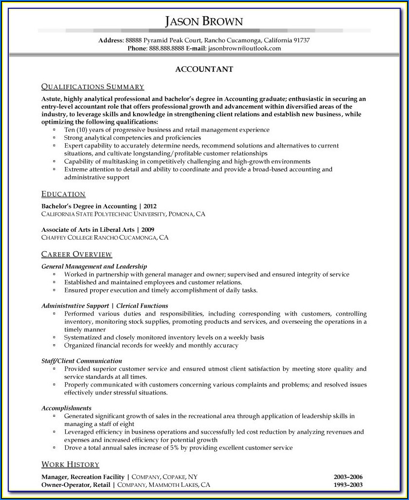 Resumes For Accountants Examples