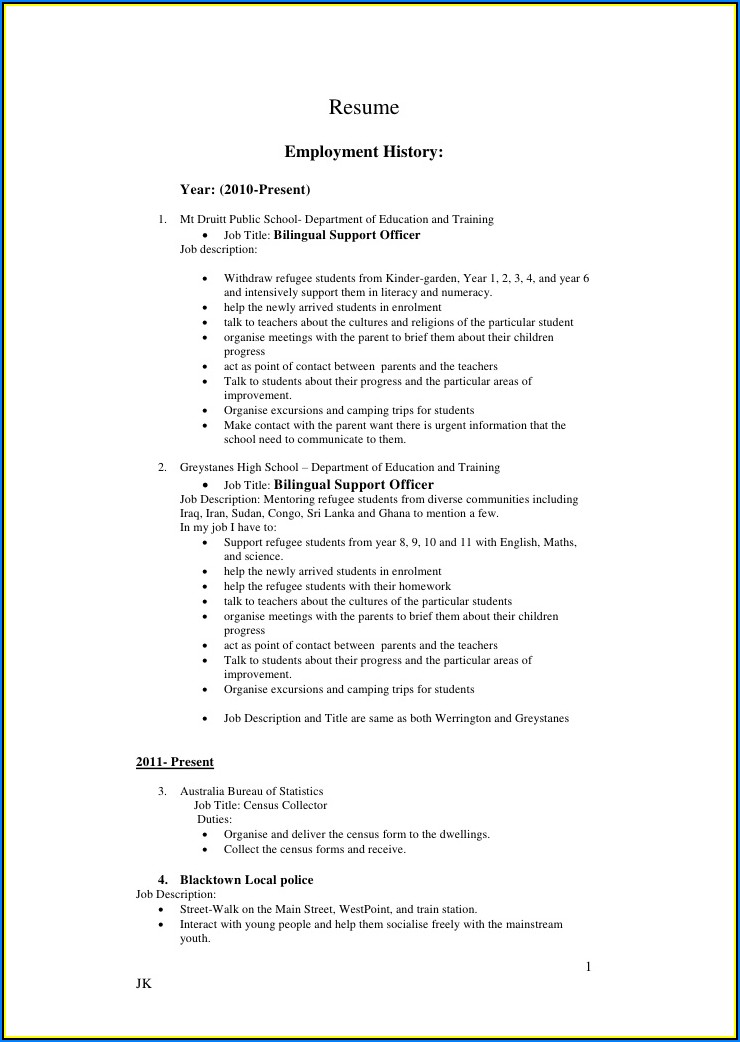 Sample Copy Of Professional Resume
