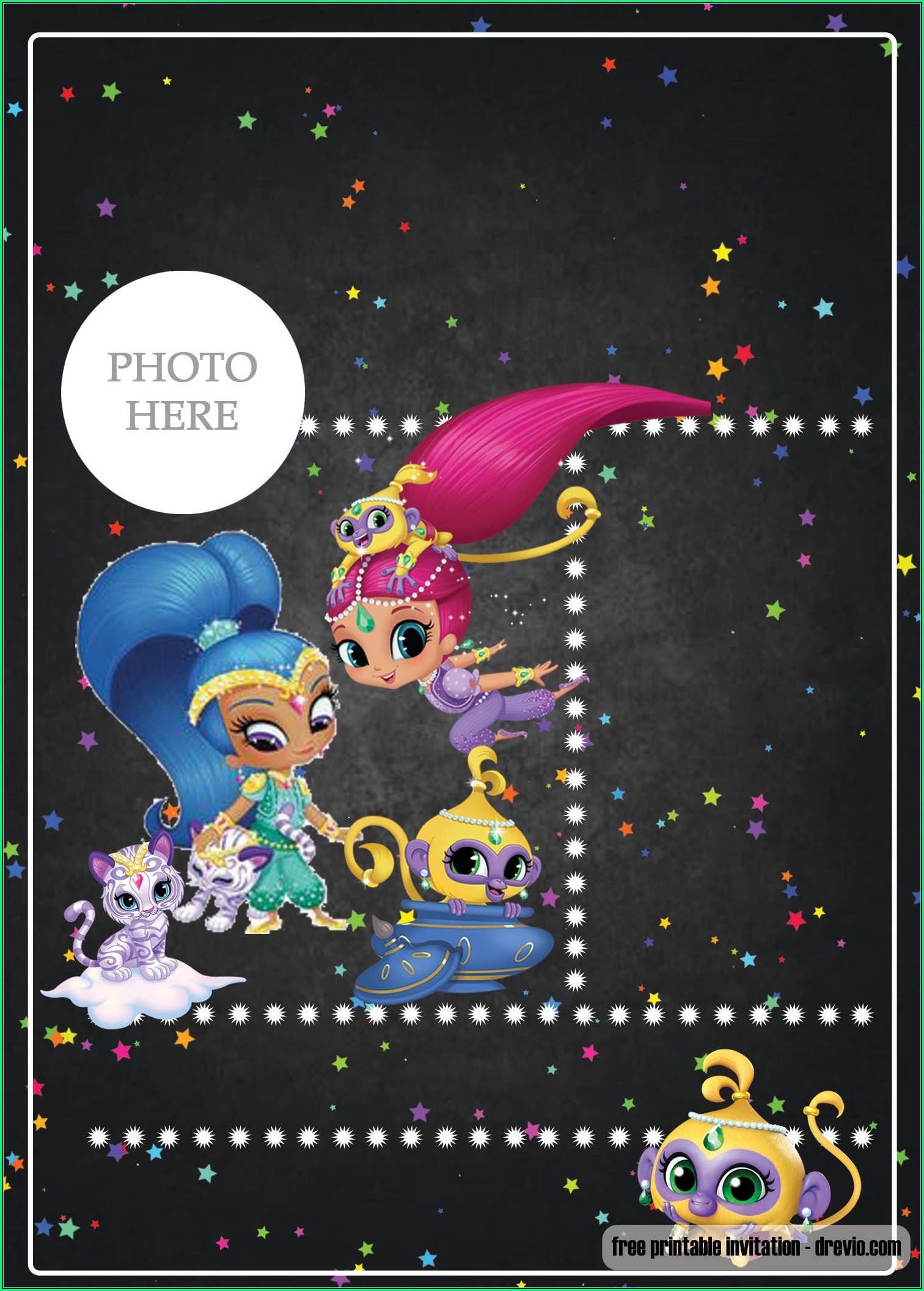 Shimmer And Shine Birthday Invitation Template Free