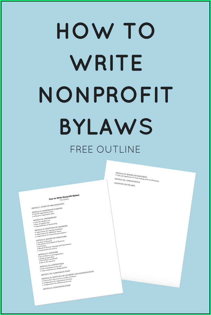 Simple Bylaws Template For Nonprofit Organization