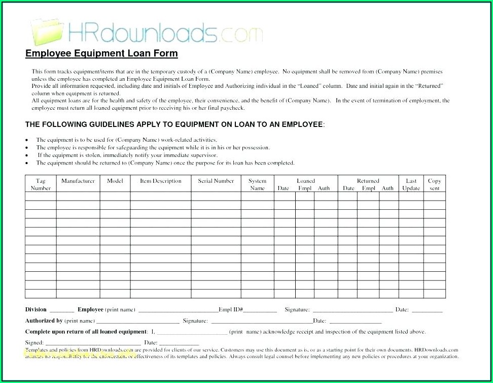Simple Equipment Loan Agreement Template Free