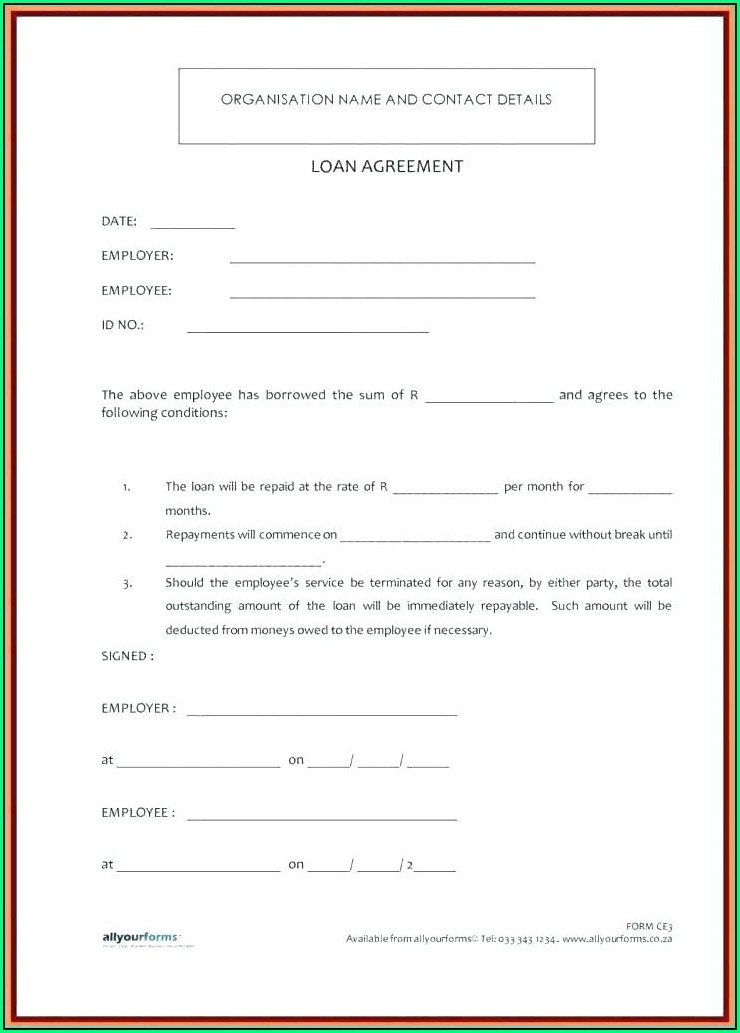 Simple Family Loan Agreement Template Free