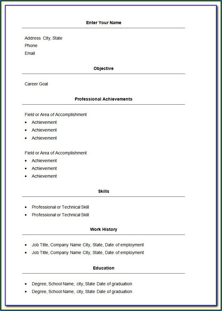Simple Resume Format Download In Ms Word Free Download