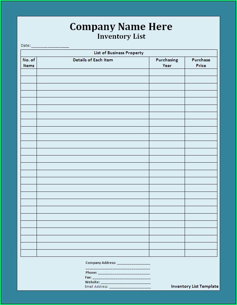Small Business Inventory Spreadsheet Template Free
