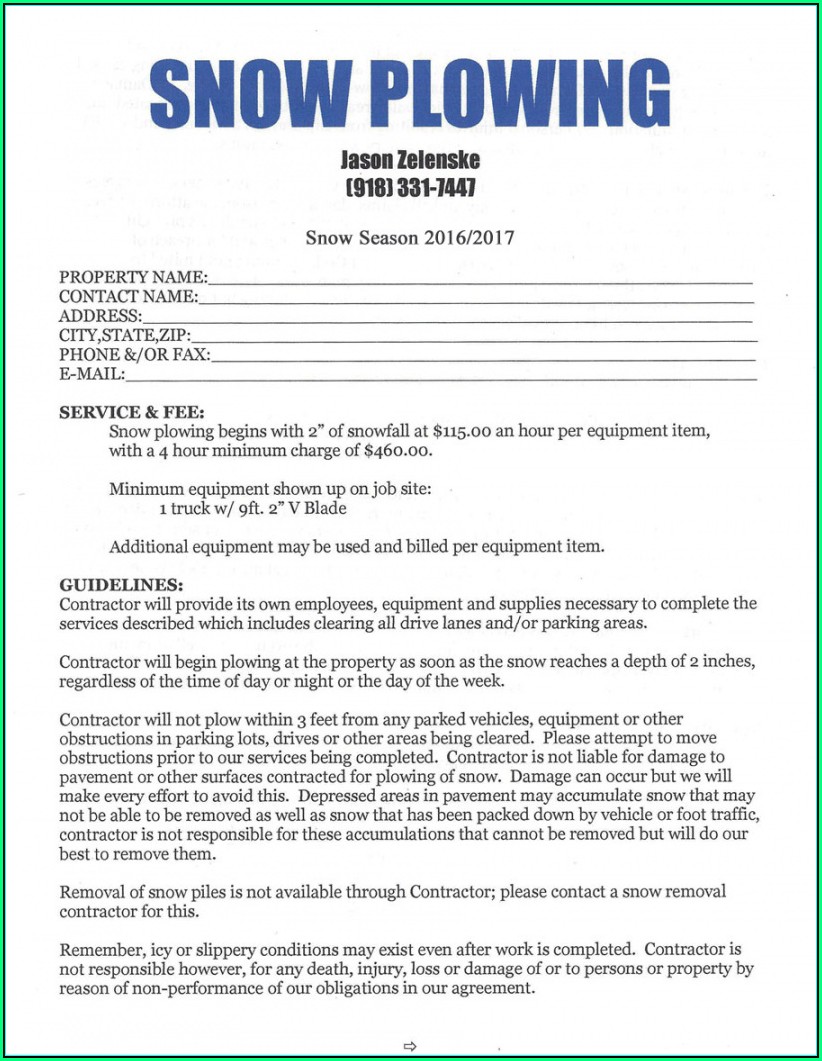 Snow Clearing Contract Template