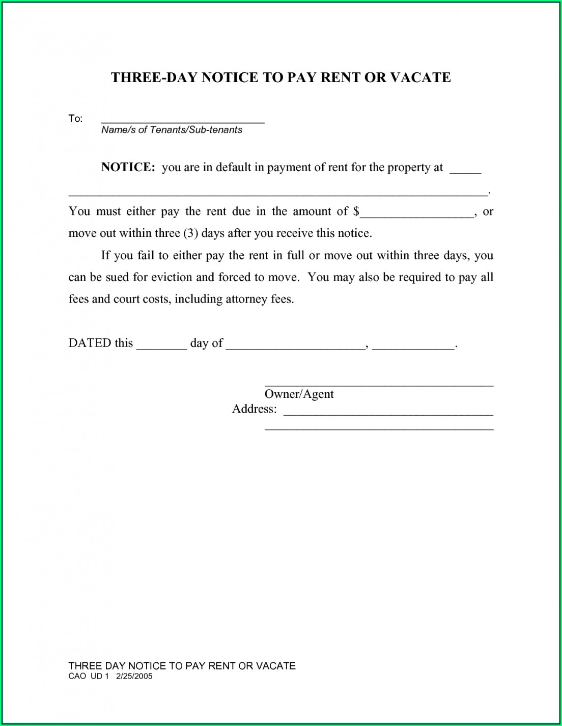 State Of Florida Eviction Notice Template