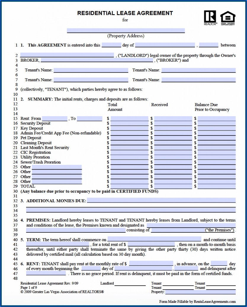 State Of Nevada Rental Agreement Form