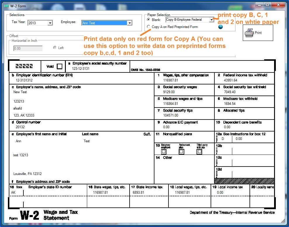 Tax Forms W2 2013