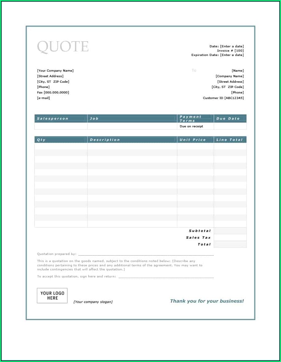 Templates For Invoices And Quotes