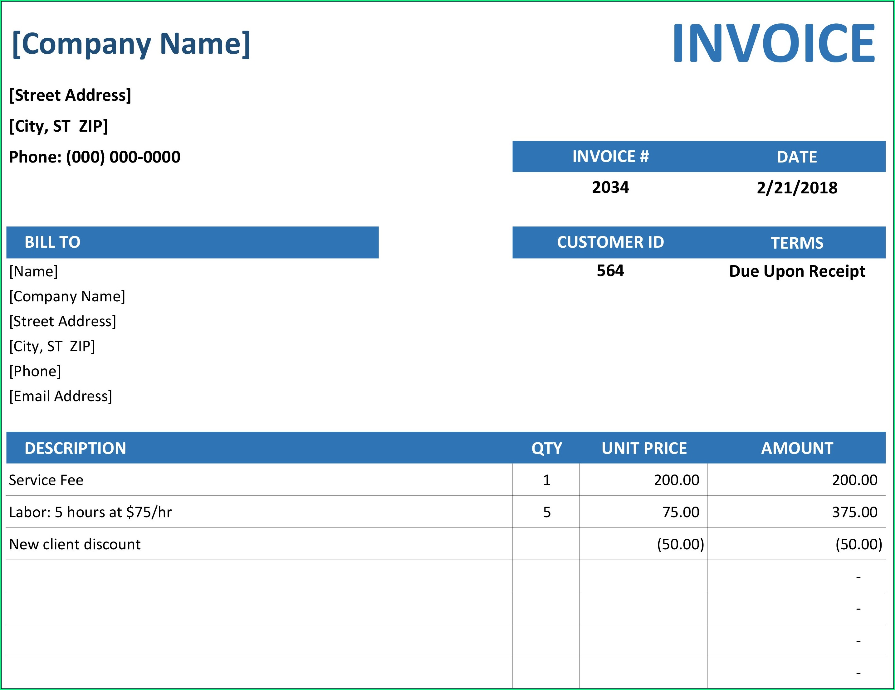 Templates For Invoices In Excel