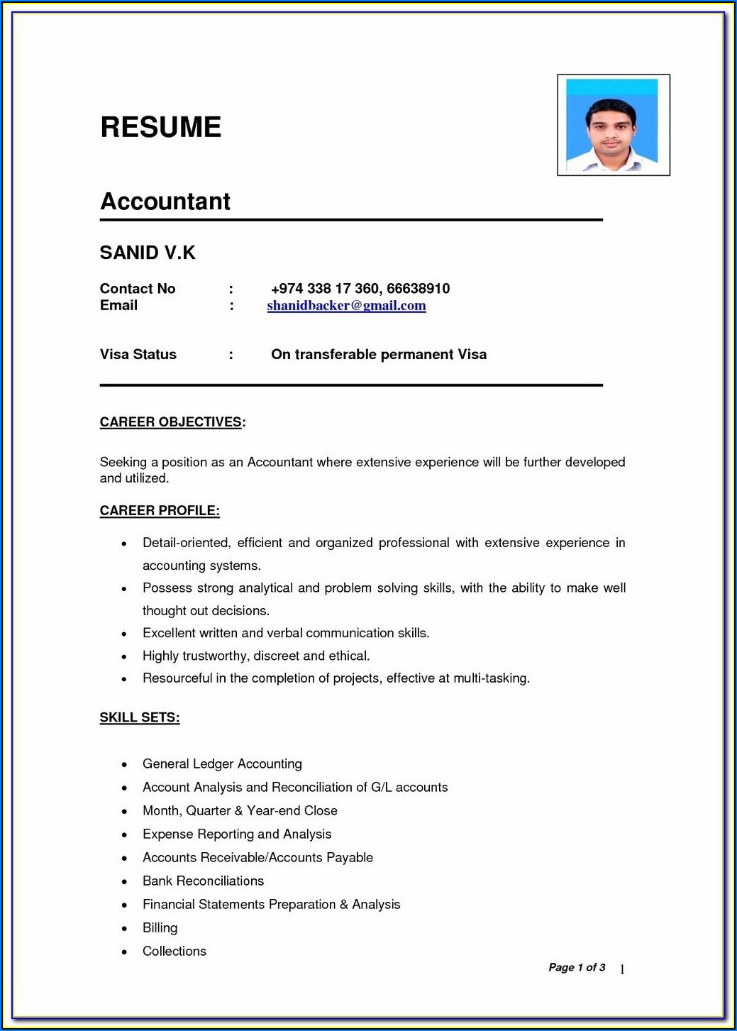 Very Simple Resume Format