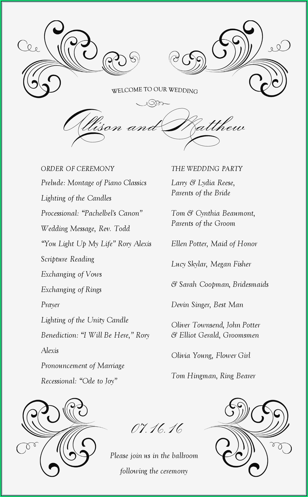 Wedding Ceremony Booklet Templates