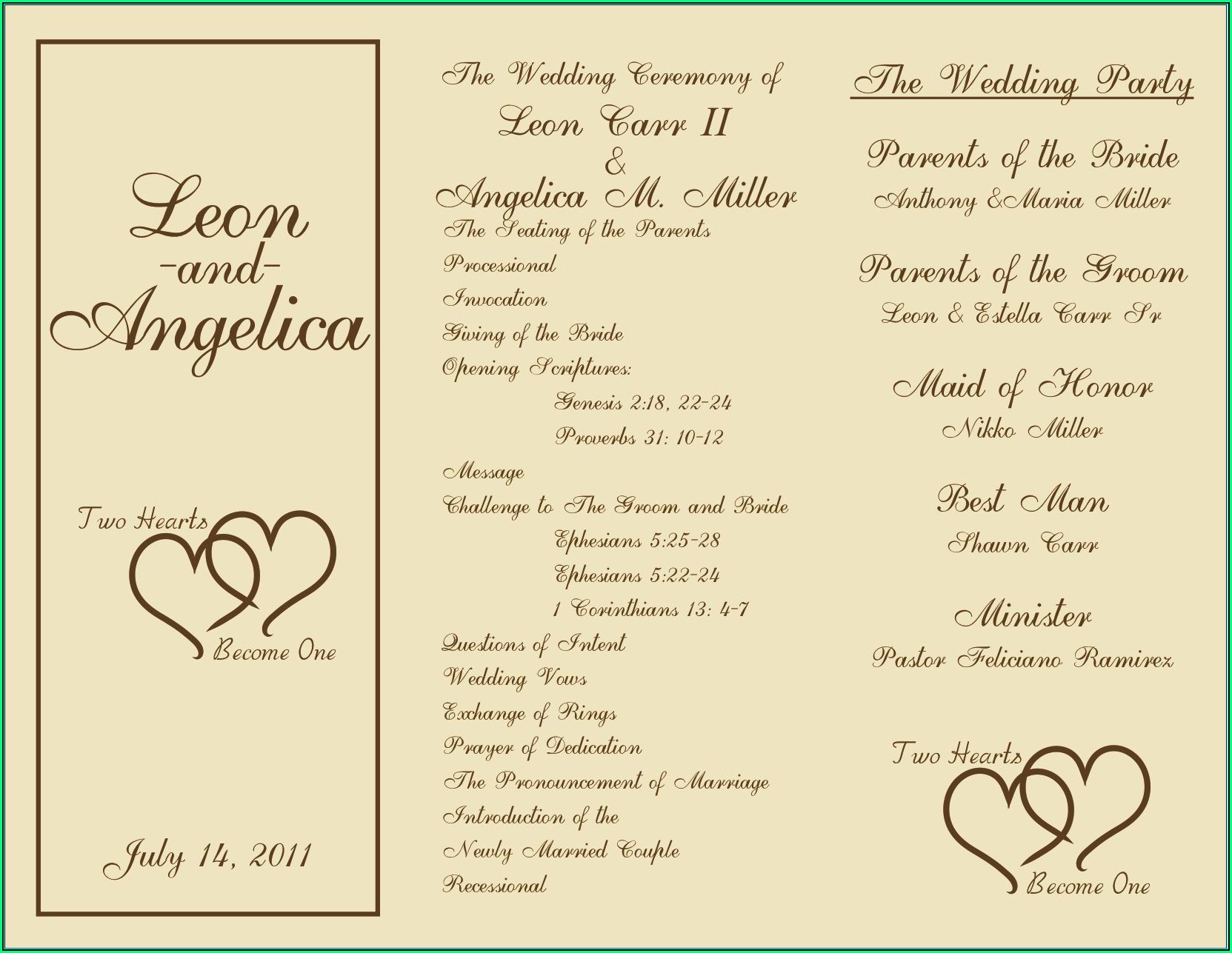 Wedding Ceremony Program Templates