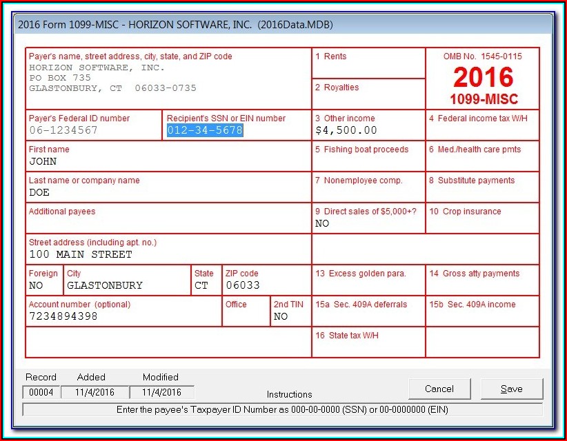 1099 Misc Tax Form Instructions