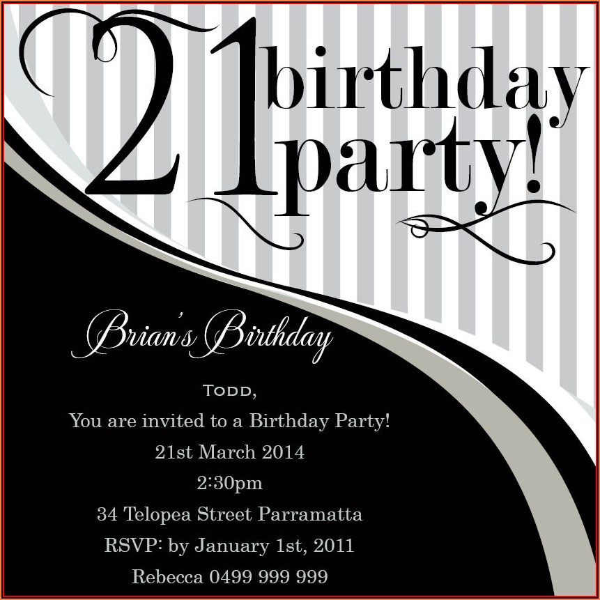21st Birthday Invitation Templates For Guys