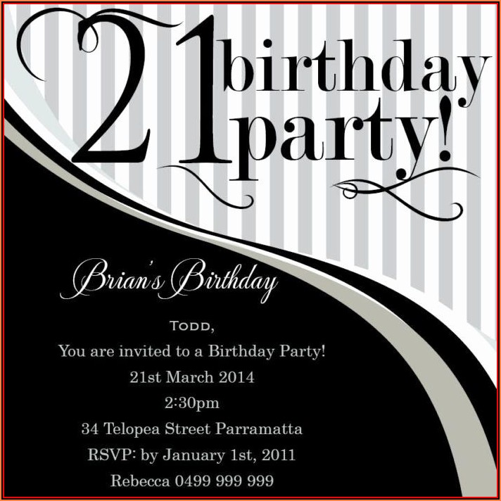 21st Birthday Invitation Templates Male
