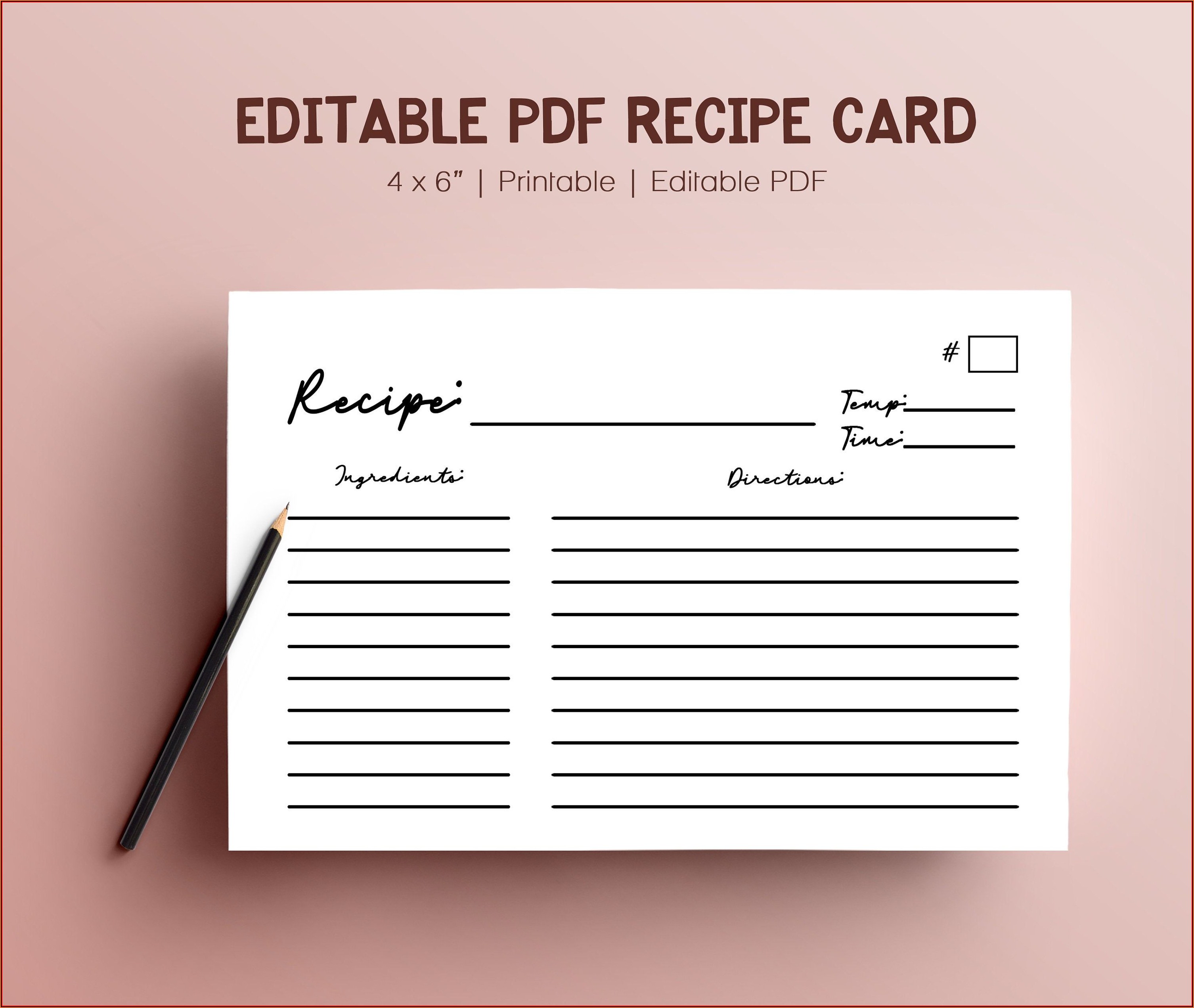 4 X 6 Recipe Card Template Microsoft Word