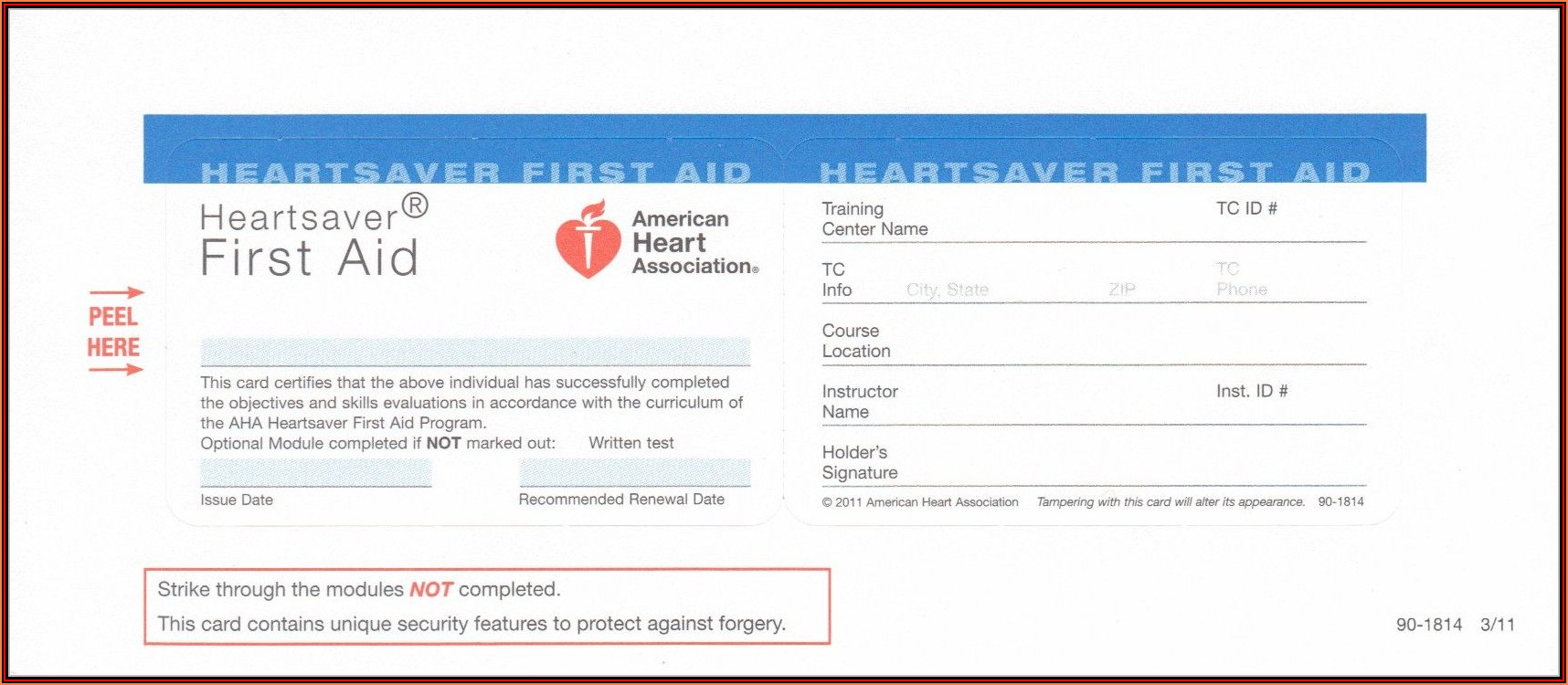 American Heart Association Cpr Card Printing Template