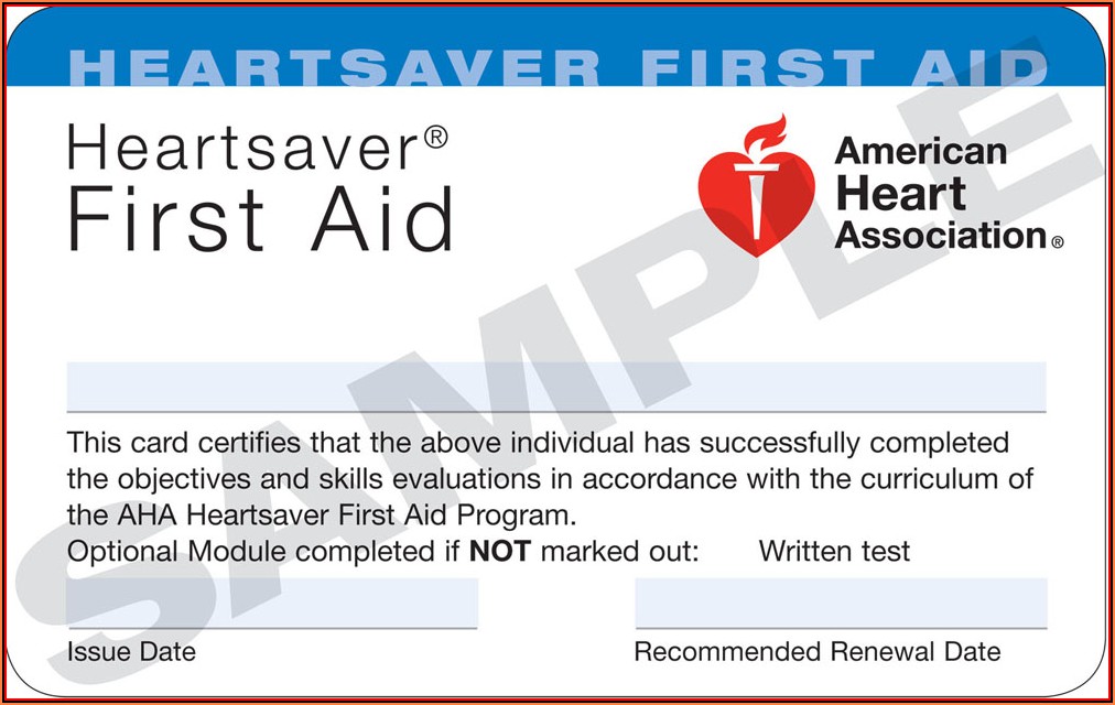 American Heart Association Heartsaver Cpr Card Template