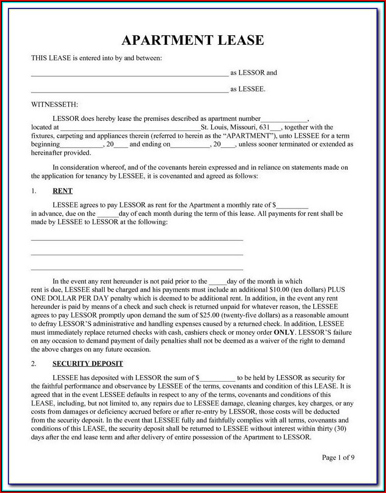 Apartment Lease Form Chicago