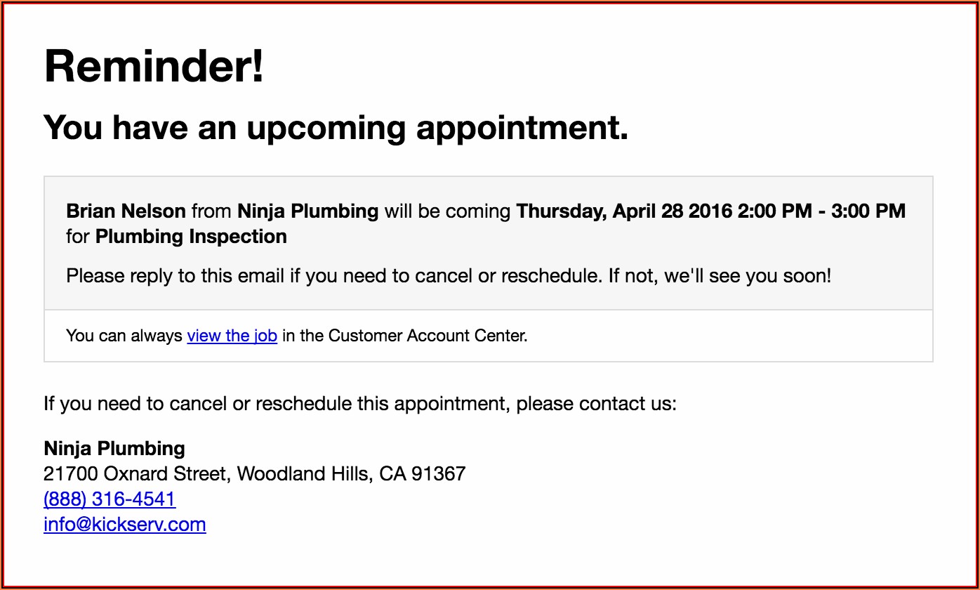 Appointment Reminder Email Examples