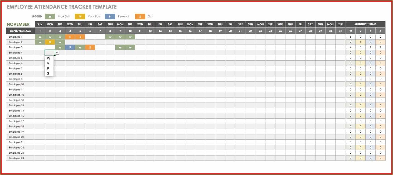 Attendance Tracker Template Excel