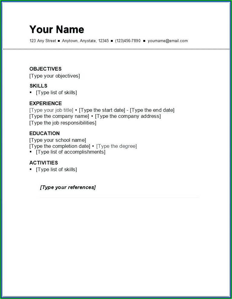 Basic First Job Resume Template