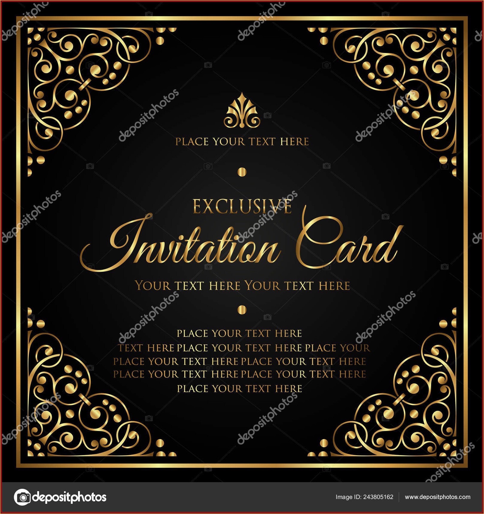 Black And Gold Invitation Card Template