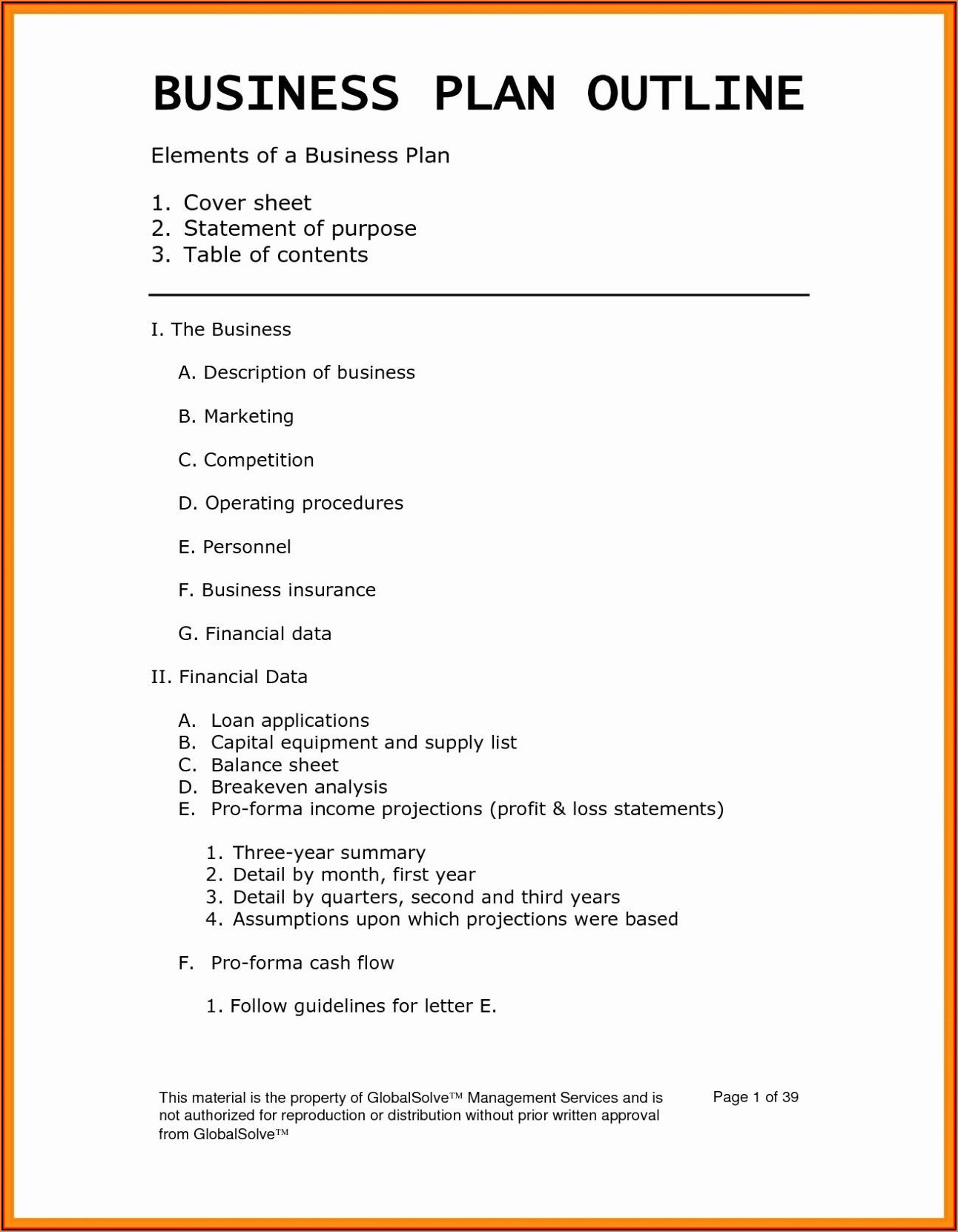 Blank Business Plan Template Word Free