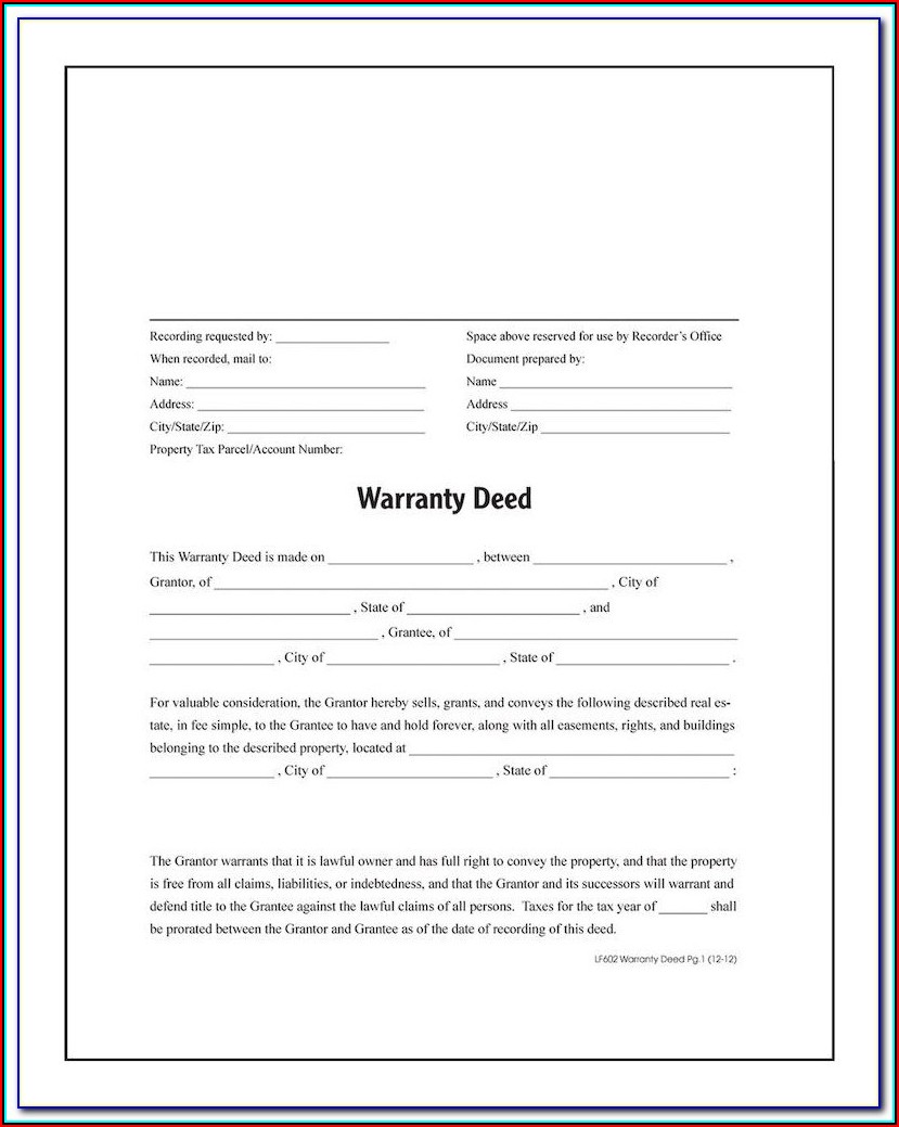 Blank Warranty Deed Form Michigan