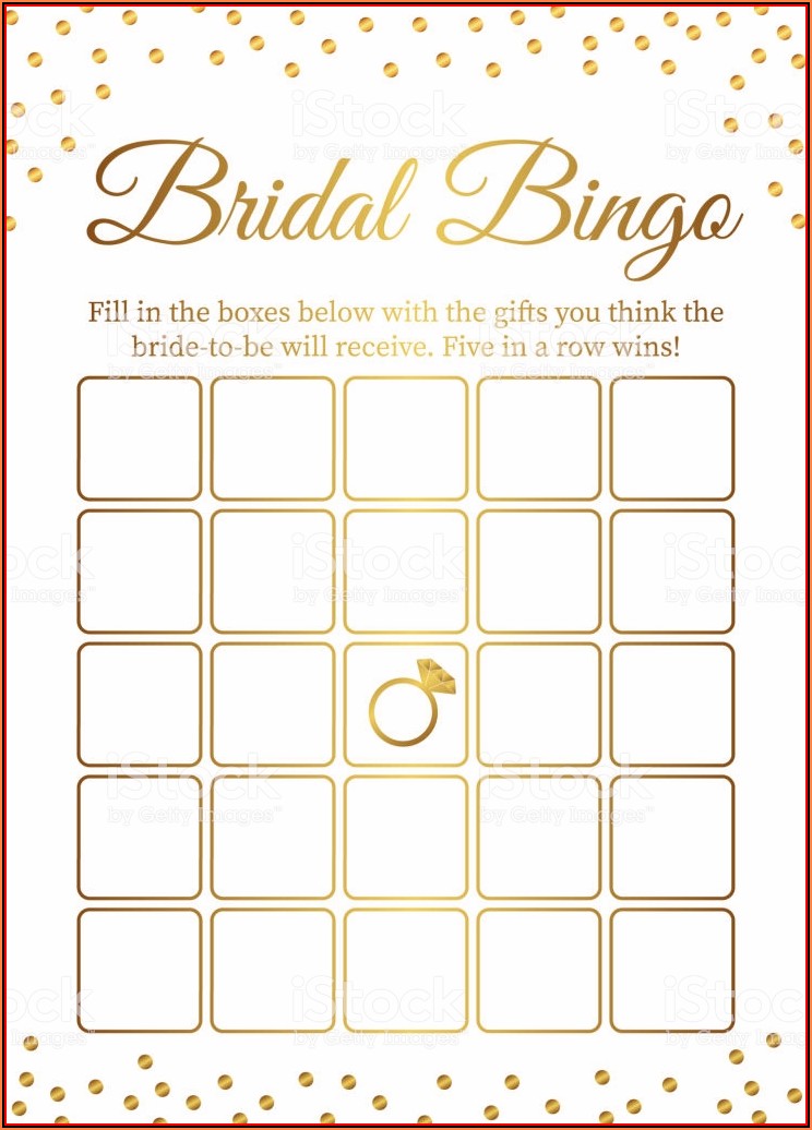 Bridal Bingo Template Blank