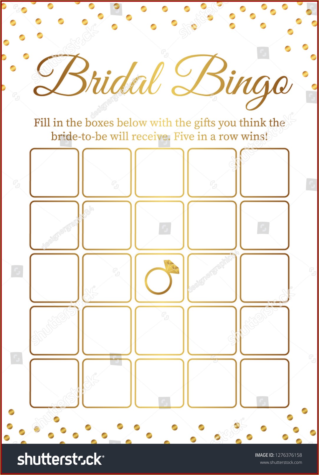 Bridal Shower Bingo Template Free