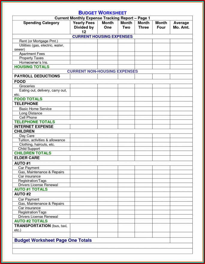Budget Forms Templates