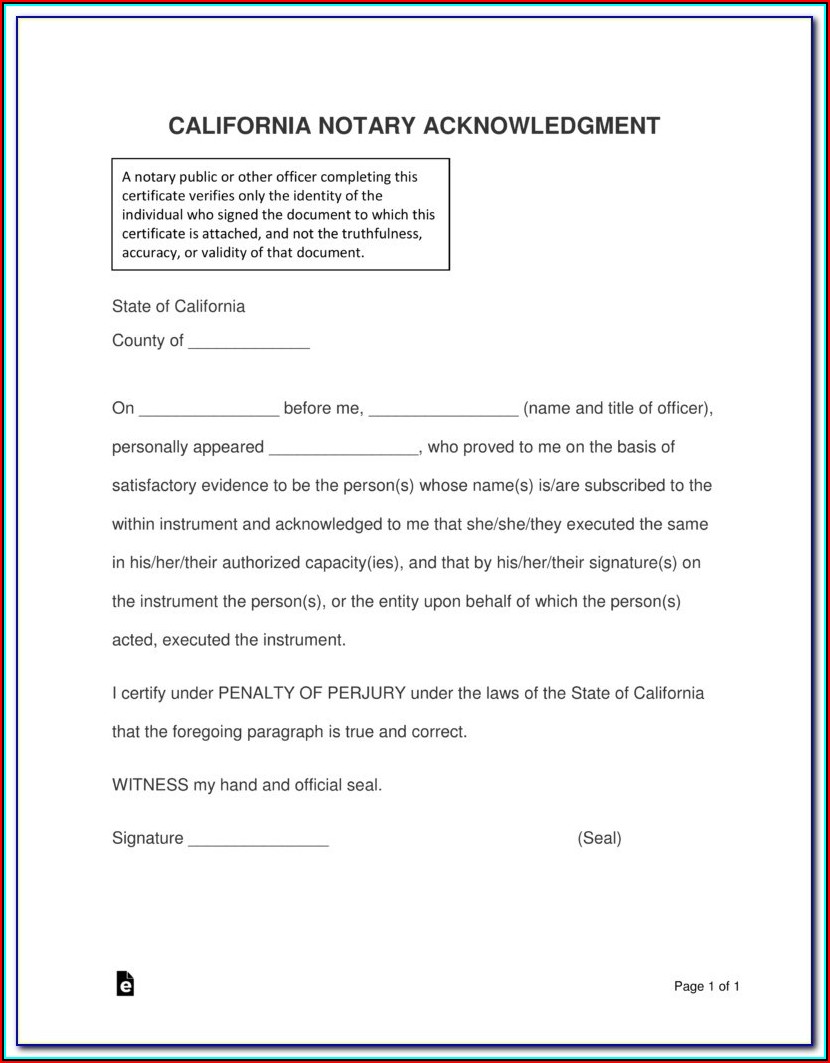 California Notary Certificate