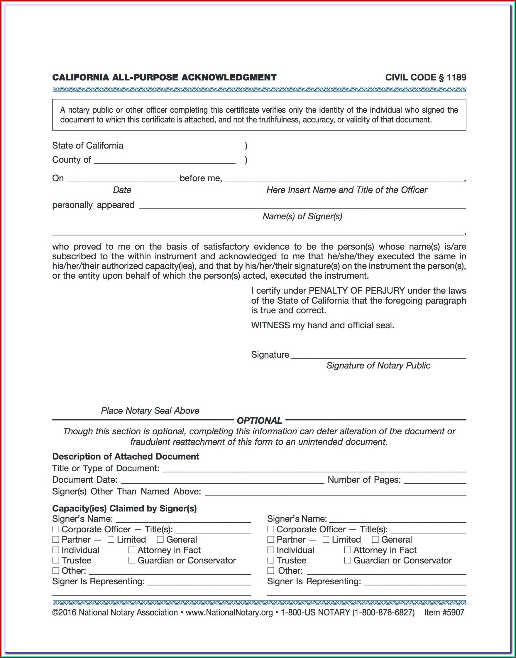 California Notary Forms 2019
