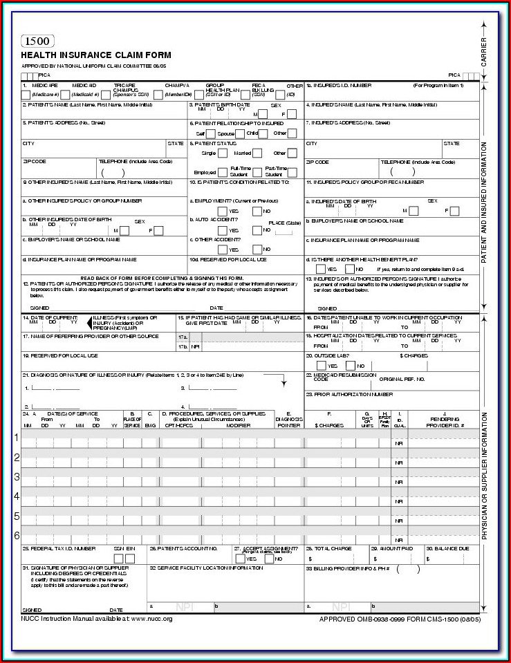 Cms 1500 Form Filling Instructions