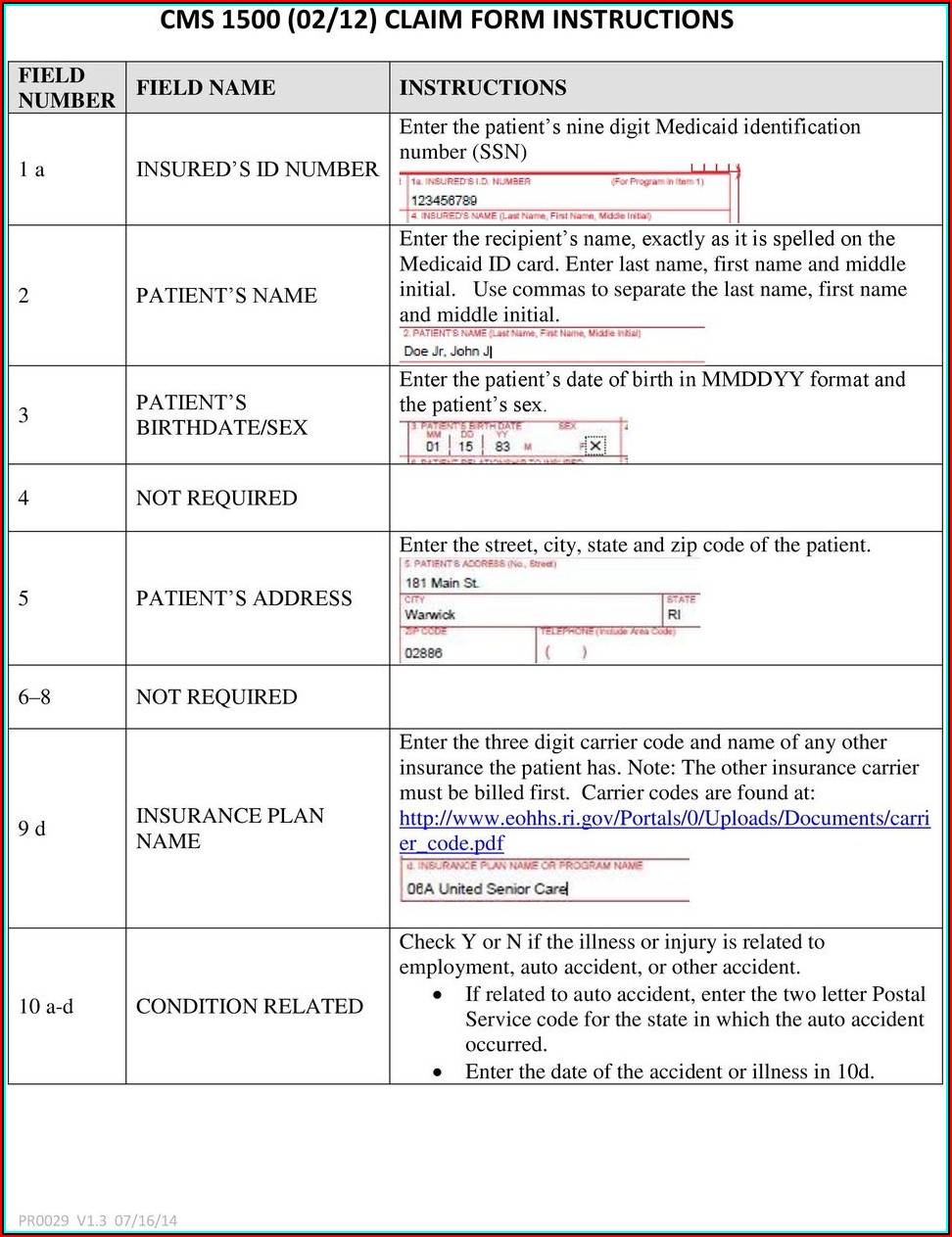 Cms Form 1500 Instructions
