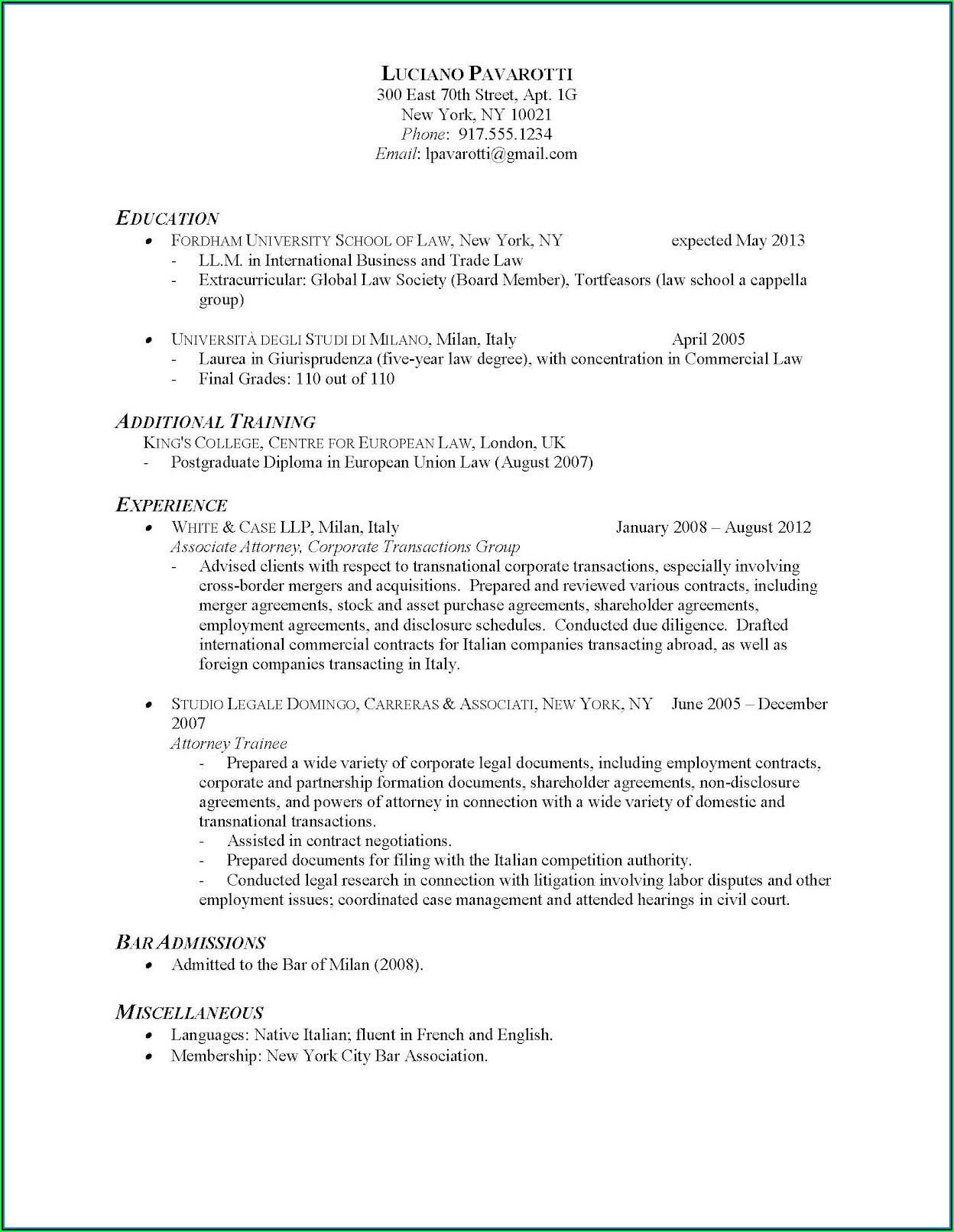 Examples Of Simple Resume Formats