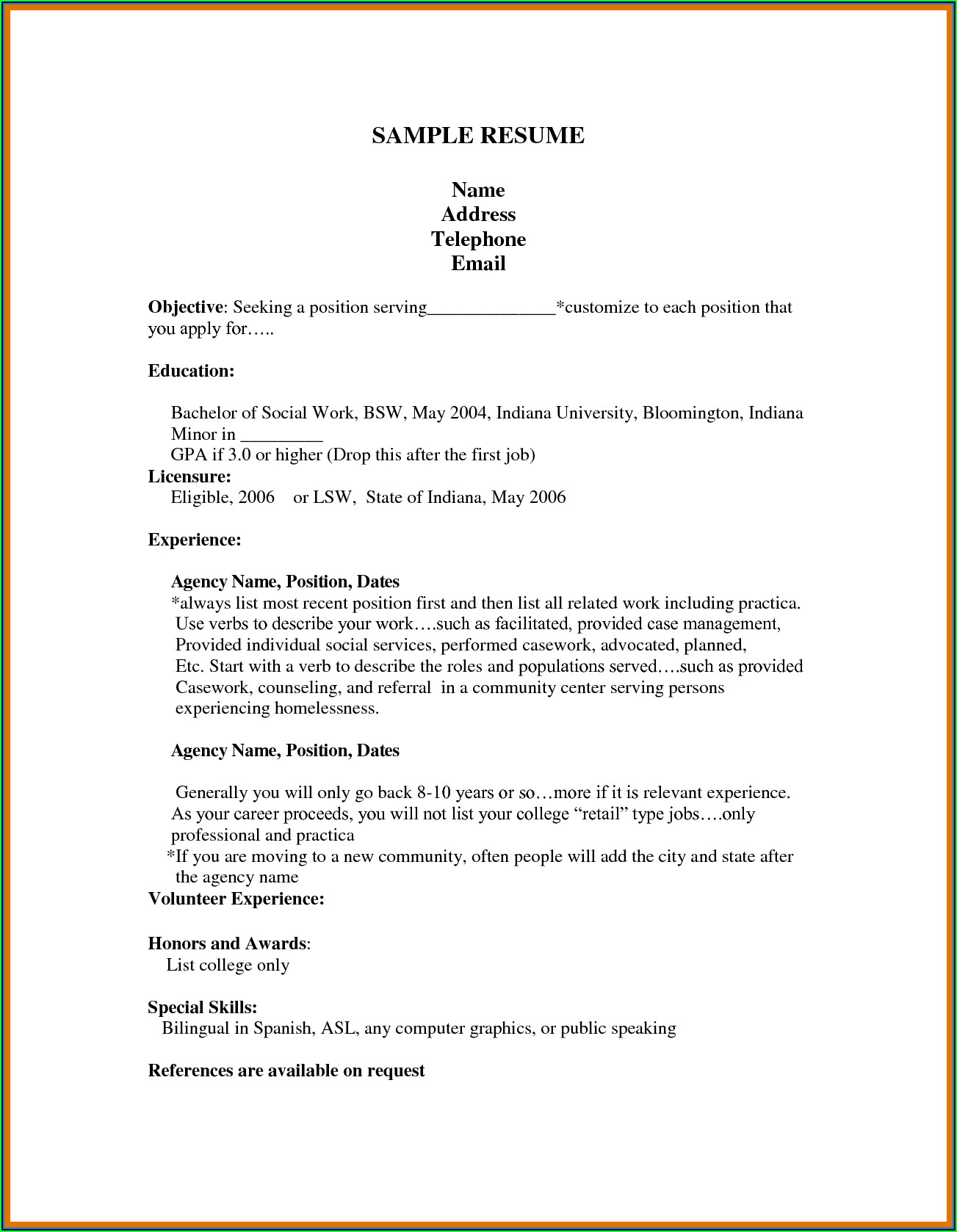 First Job Resume Template Download