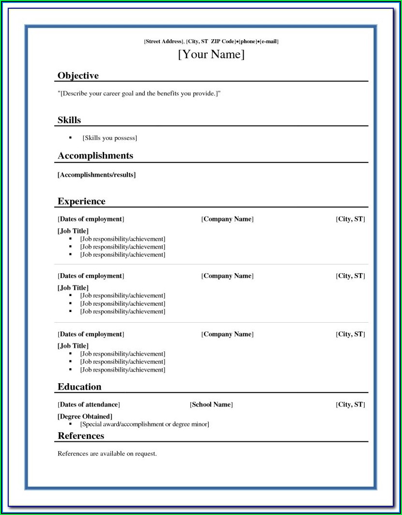 Free Chronological Resume Template 2018