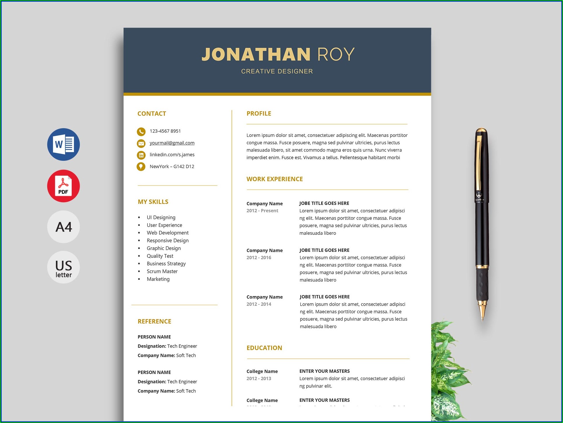 Free Easy To Use Cv Templates