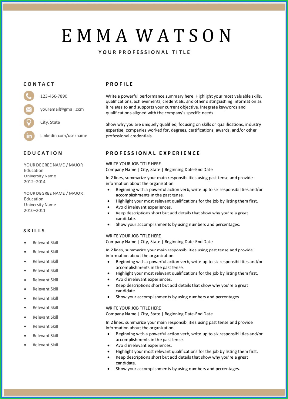 Free Online Download Resume Templates