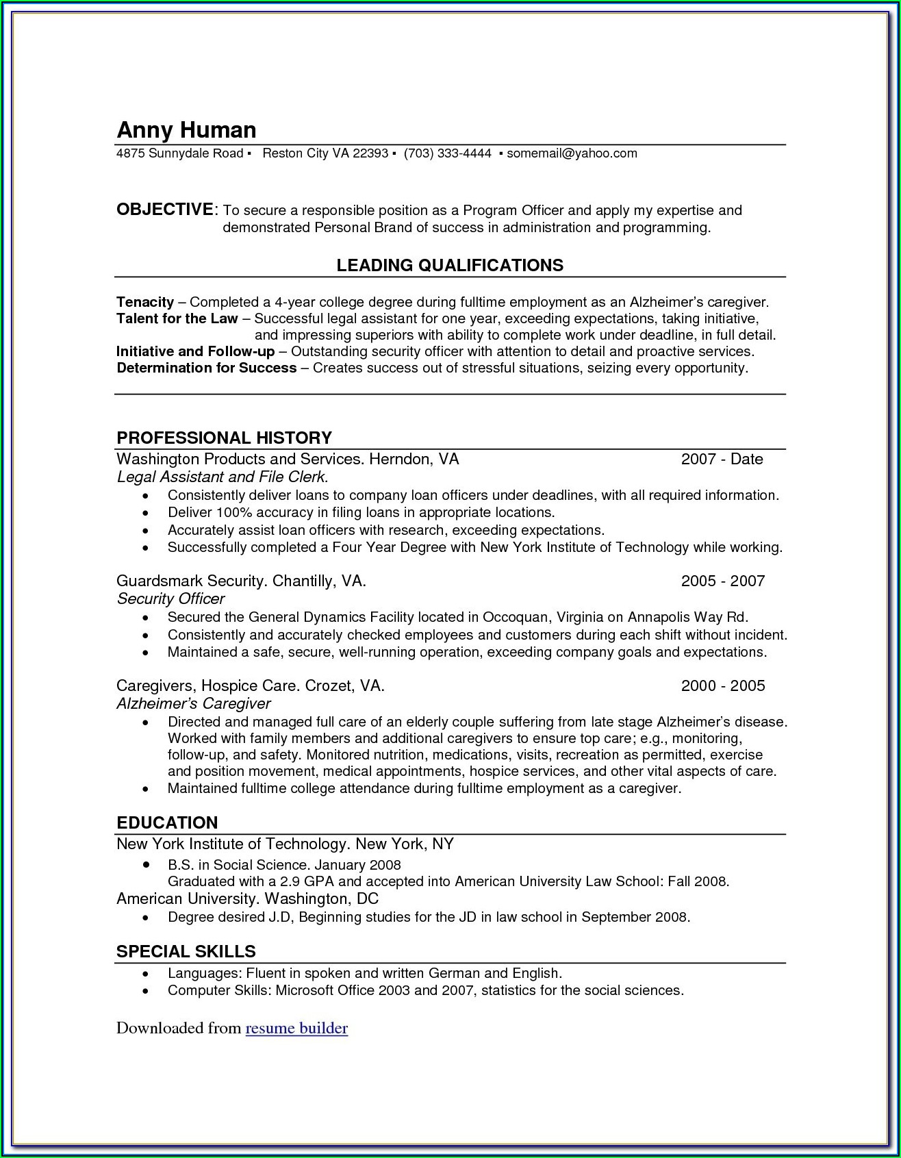 Free Online Resume Builder And Free Download