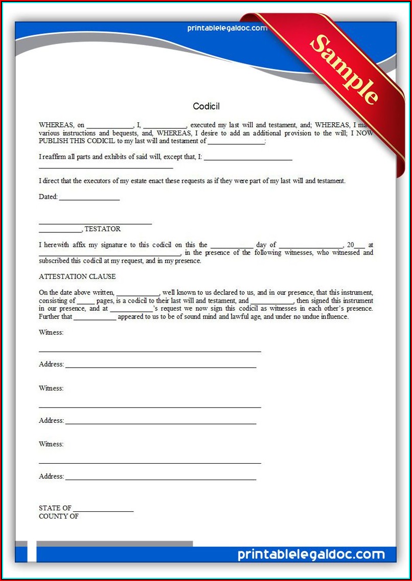Free Printable Legal Will And Testament Forms