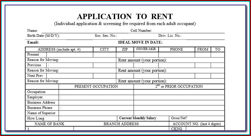 Generic Apartment Application Form