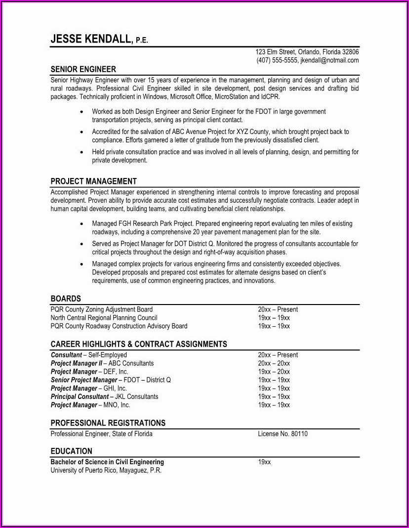 Free Samples Of Professional Resumes