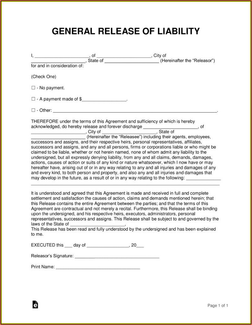 Hold Harmless Waiver Template