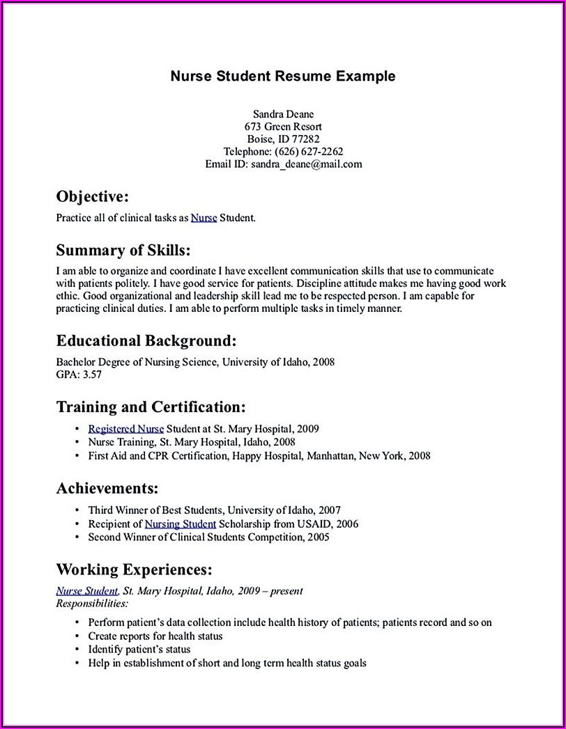 How To Create A Nursing Student Resume