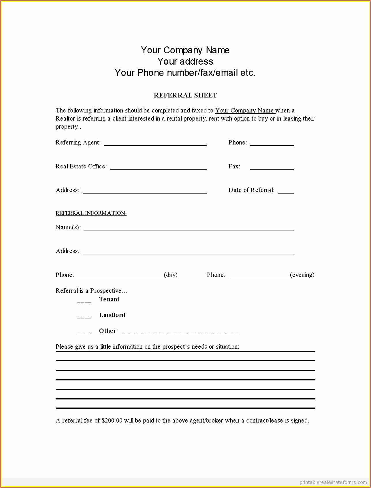 How To Fill Out A Real Estate Agent Referral Form
