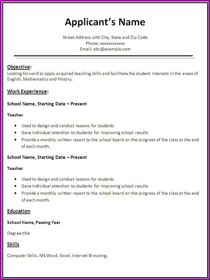 How To Make A Simple Resume For Teacher Job